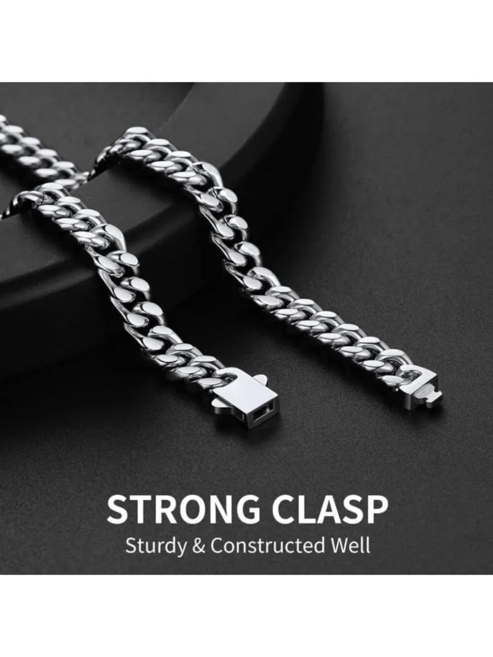 Durable Stainless Steel Cuban Link Chain Necklace for Men, 18